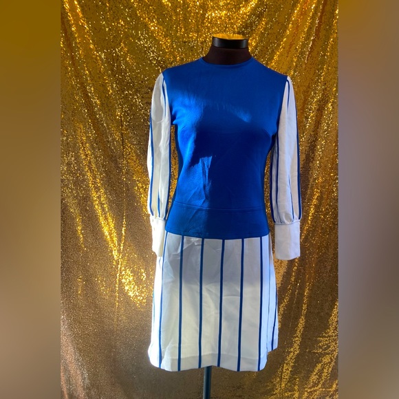 💙Sebastian Made in Italy - Blue & White 60’s Dress💙 - Picture 1 of 4